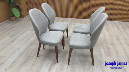 Stone International 'Empire' R015 Satin Dark Grey WWA Fabric Set of 4 Dining Chairs