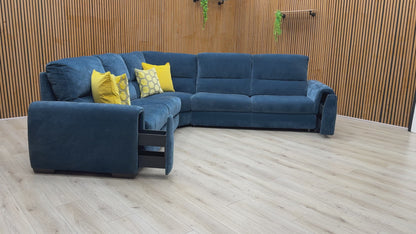 'Flex' Fab-Can-R330 Steel Blue Fabric Large Corner Sofa Bed with Storage Arms