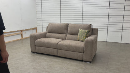 ‘Viali’ River Cappuccino 2 Woven Fabric 3 Seater Power Recliner Sofa