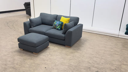 Calix' Charcoal Calix Boucle 2 Seater Sofa + Plain Small Footstool