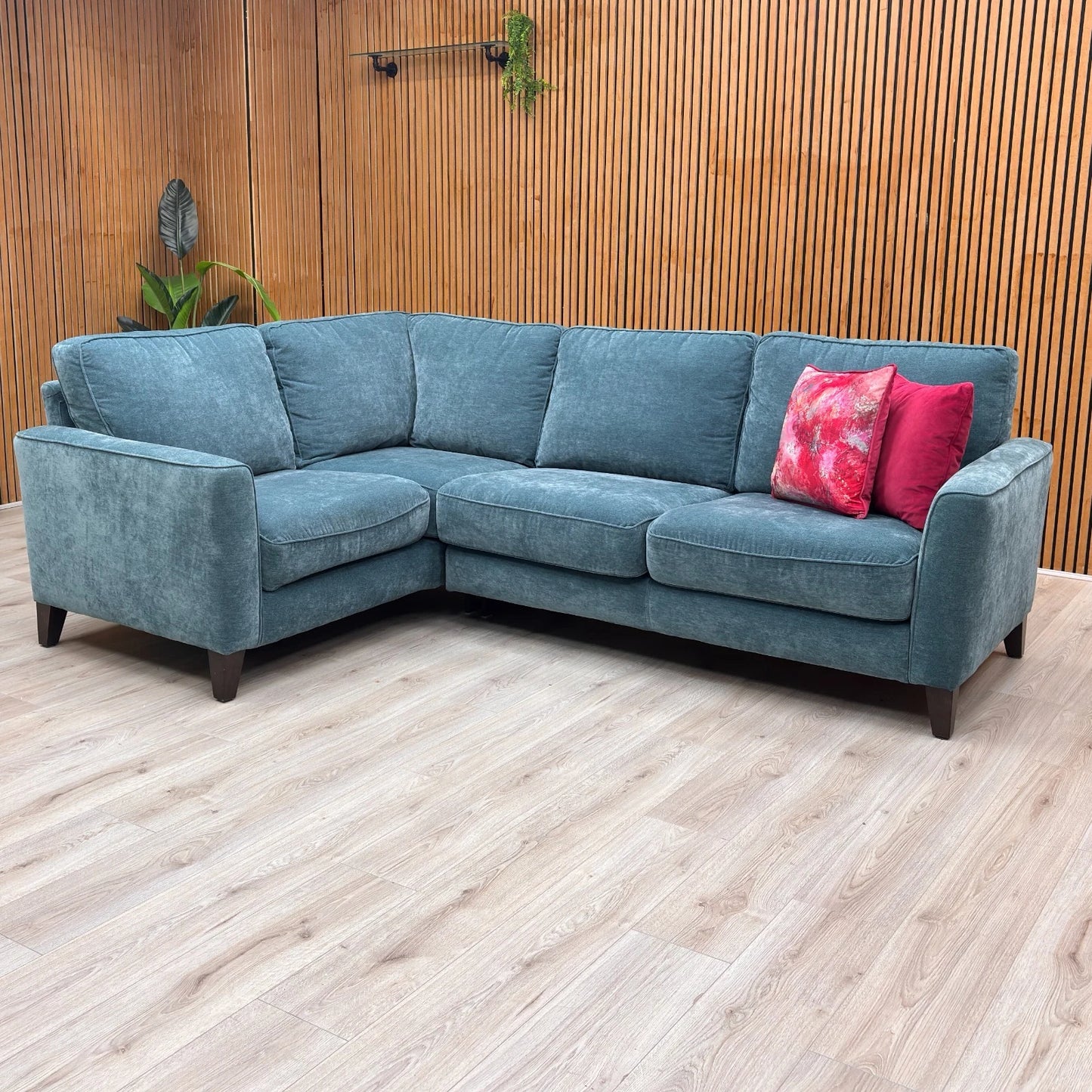 'Brondby' Fab-Can-R340 Peacock Fabric Small Left Hand Facing Corner Sofa