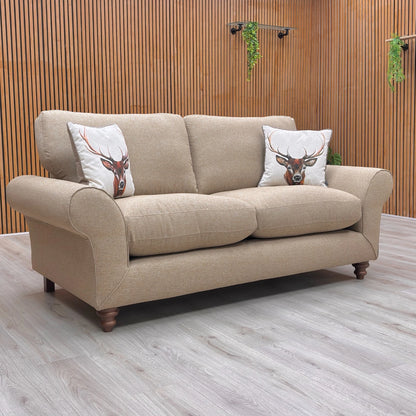 ‘Evelyn’ Latte Orkney Plain Fabric 3 Seater Sofa