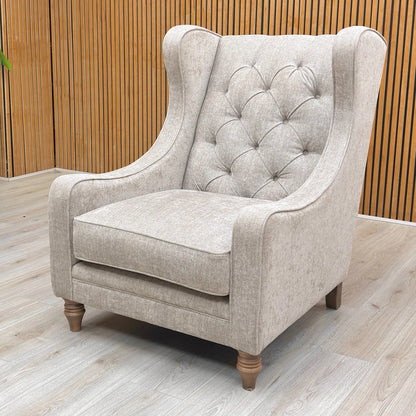 ‘Cotswold’ Savoy Mink Of Savoy Fabric Wing Accent Chair