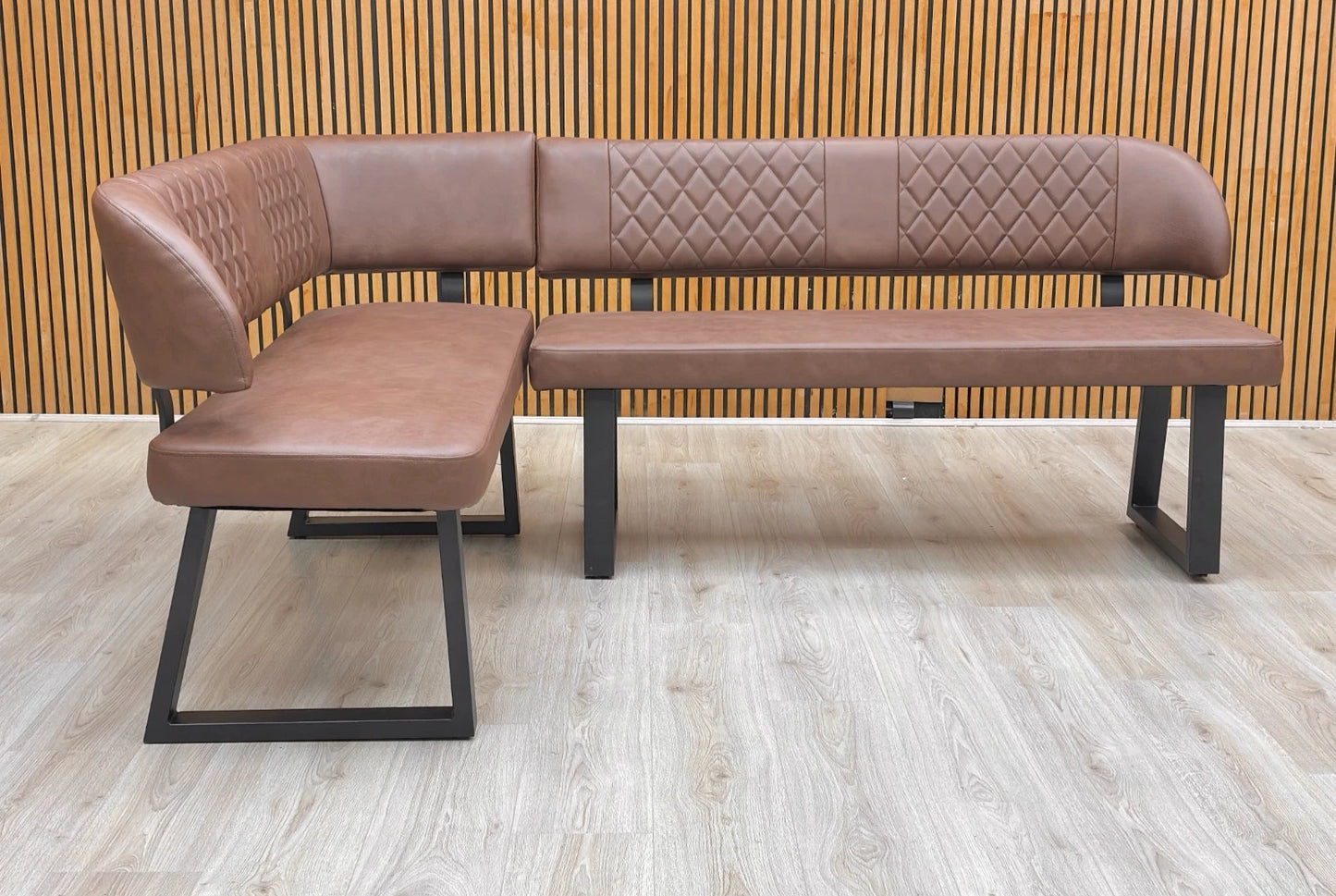 ‘Venus' Tan Faux Leather Left Hand Facing Corner Bench