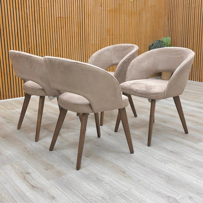 Stone International ‘Goya’ B012 Lizard Light Brown Suede Fixed Dining Chairs - Set of 4