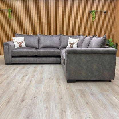 Detailed close-up of the Mink Combination Velvet fabric, showing the plush, dappled, suede-like texture.