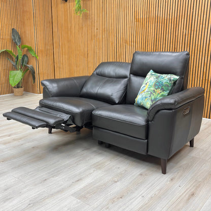 ‘Morgan’ Oslo Jet Black Cat-40/23 Leather 3 Seater Power Recliner Sofa