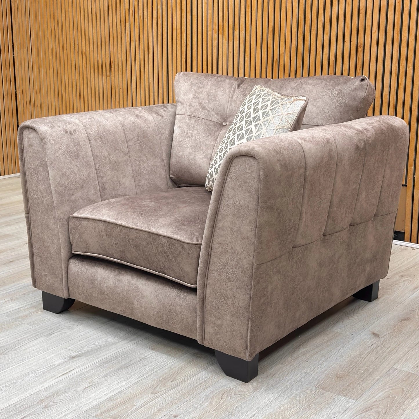 ‘Mariah’ Dapple Chocolate-Tri No Insert Velvet Classic Back Chair (Ariana)