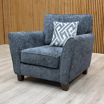 Lifestyle shot of the ‘Tabitha’ Navy Blue Woven Fabric Chair.