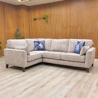 ‘Brondby’ Sfa-Pey-R05 Marble Taupe Velvet Left Hand Facing Corner Sofa