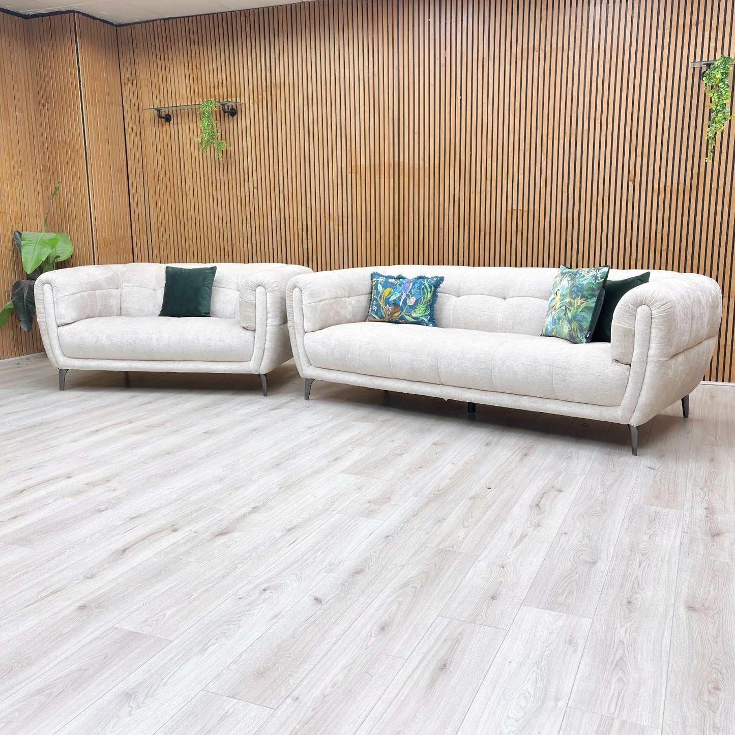 Lifestyle shot of the 3+2 set in a living room environment.