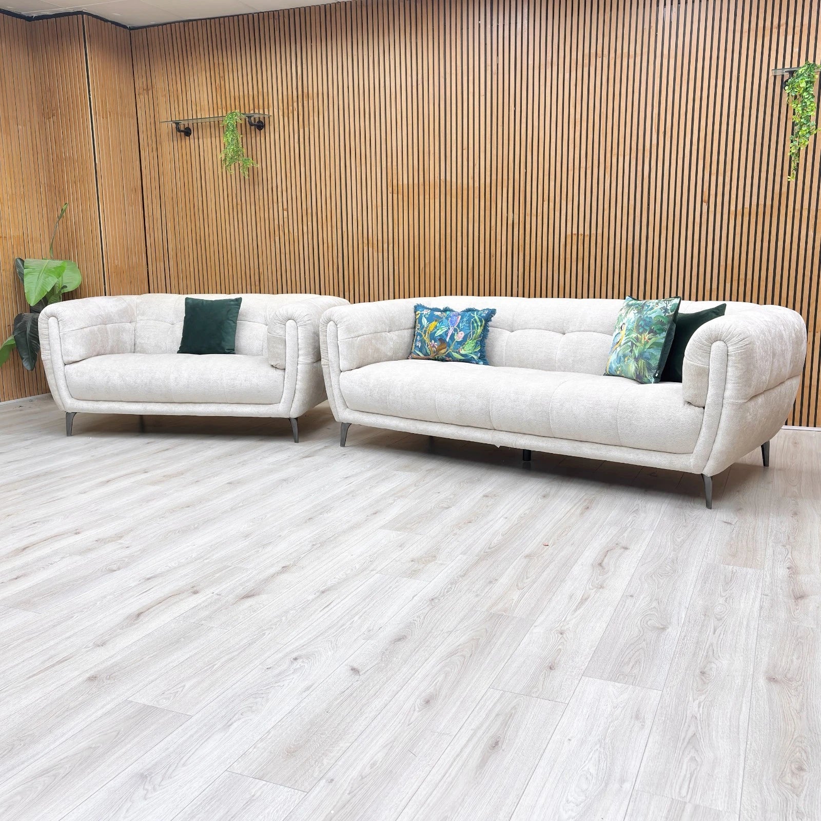 Lifestyle shot of the 3+2 set in a living room environment.