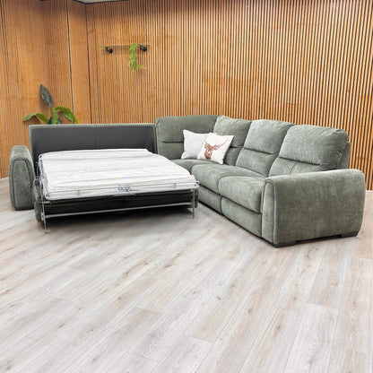 Flex Forest Green Corner Sofa Converted into a Double Sofa Bed with Foam Mattress