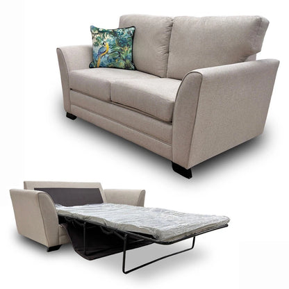 ‘Poppy' Beige Linen Fabric Large 2 Seater Sofa Bed