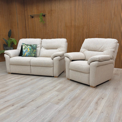 G Plan ‘Seattle’ B273 Borla Crisp Ok Cream Woven Fabric 2.5 Seater Sofa + Armchair