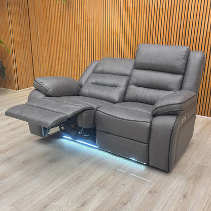 Full view of the 2-Seater Vegas Power Recliner Sofa with a high back and padded armrests.