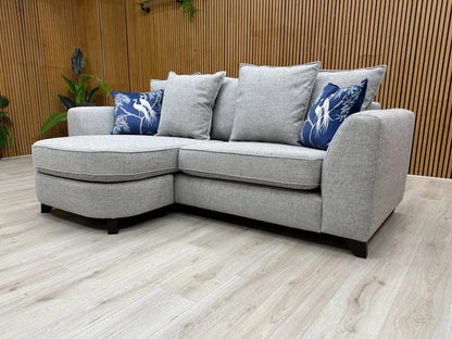'Lorella' Silver Selway Pillow Back 4 Seater Lounger Sofa with Removable Arms