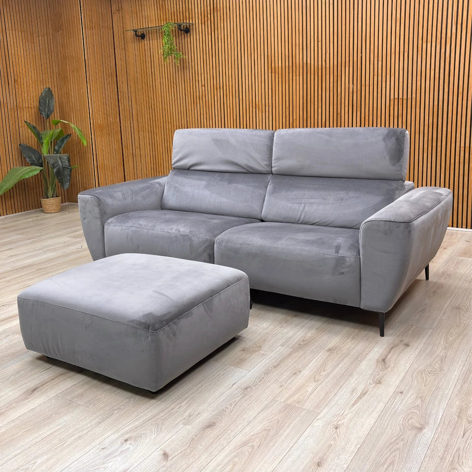 Side profile of the Nicoletti ‘Milano’ Sofa, illustrating the depth, height, and the shape of the modern English armrests.