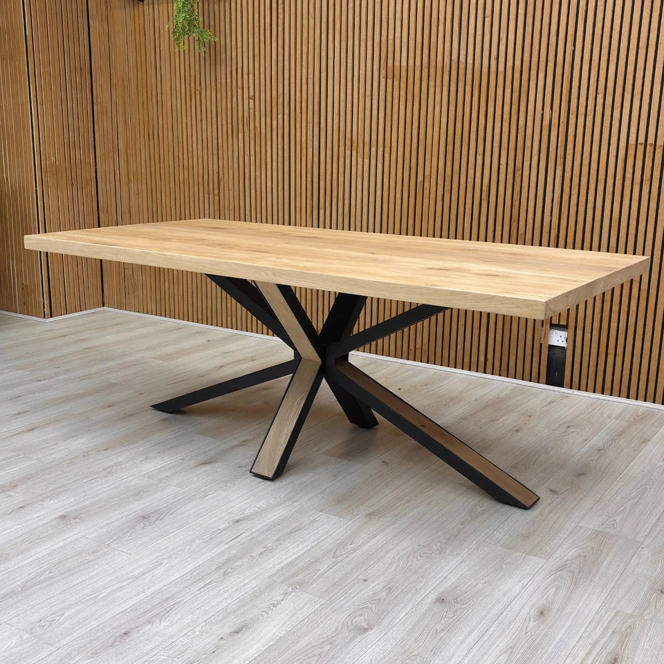 Side profile view showing the tabletop thickness and leg structure.