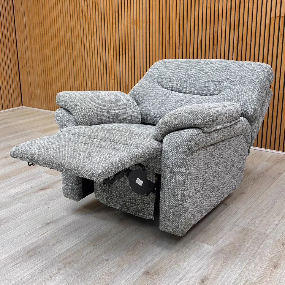 Full view of the G Plan 'Seattle' B031 Remco Slate Grey Power Recliner Armchair.