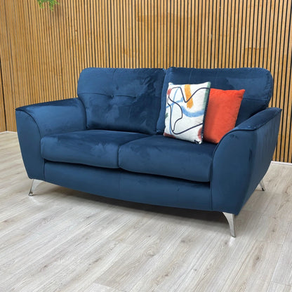 Full view of the Navy Blue 2-seater sofa in a living room setting.