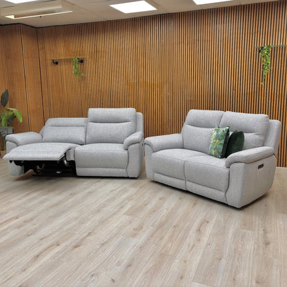 View showing the two matching power recliner sofas (3-seater and 2-seater) together as a set.