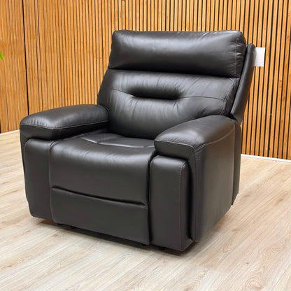 ‘Cinemax_ La4820 Natural Black Mica Leather Media Power Recliner Chair with Power Headrest