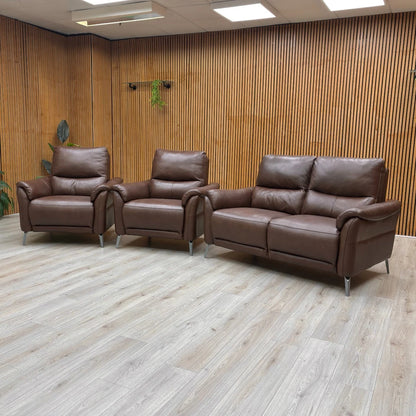 Front and side view of the Daytona 2-seater sofa, showing the stylish silhouette, pocket sprung seats, and fibre-wrapped foam cushioning.