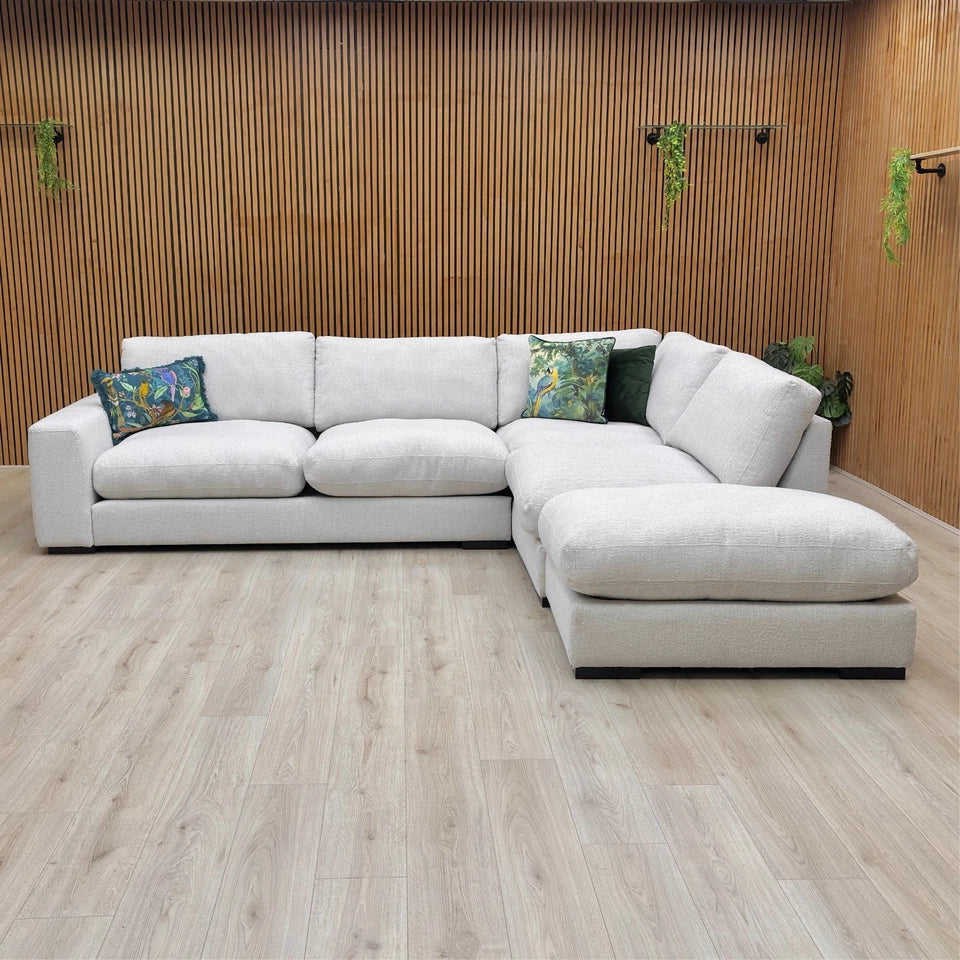 A front-facing or slightly different angled view of the corner sofa, highlighting the generous seating area and shape.