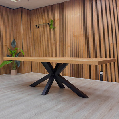 Bodahl 'Terra' 01 Oiled Solid Oak Straight Edge 240cm Dining Table with Metal Star Base