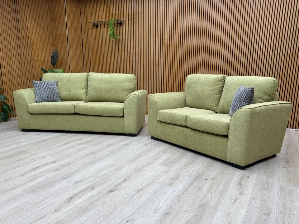 'Stamford' Lime Green Woven Fabric 3 + 2 Seater Sofa Set