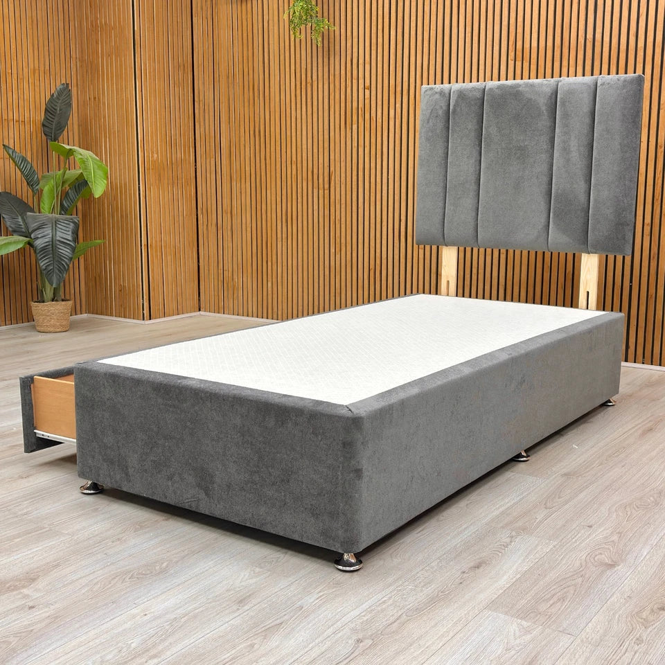 Lifestyle shot of the 'Cygnus' Milan Single Bed in a modern bedroom setting.