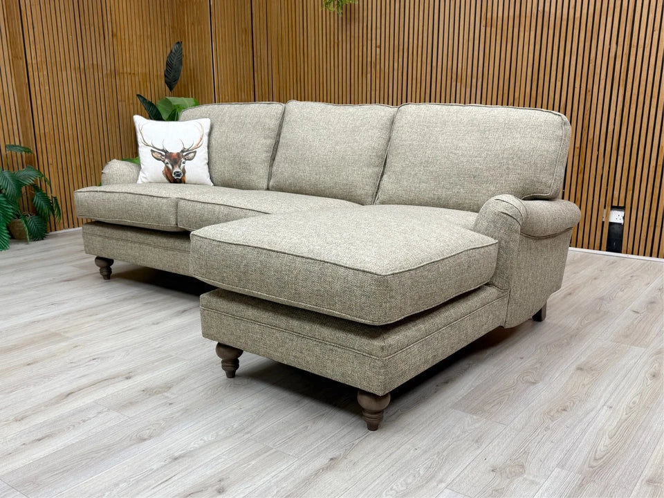 The 'Paddington' Fudge Brown Corner Chaise Sofa in a contemporary living space.