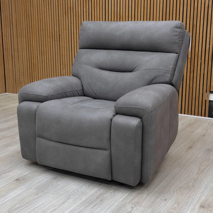 ‘Cinemax’ Np-1107 Nappa Grey Fabric Power Recliner Chair with Power Headrest