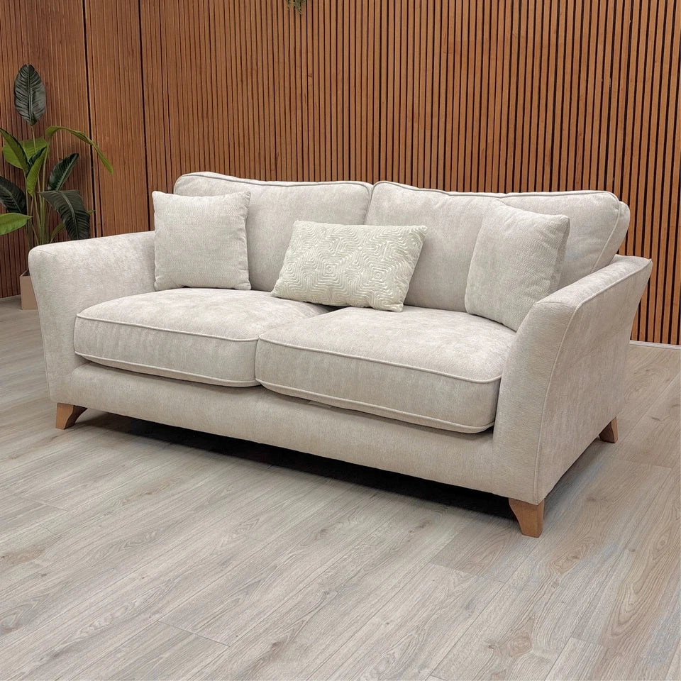 ‘Sarah’ Cream Fabric Formal Back 3 Seater Sofa
