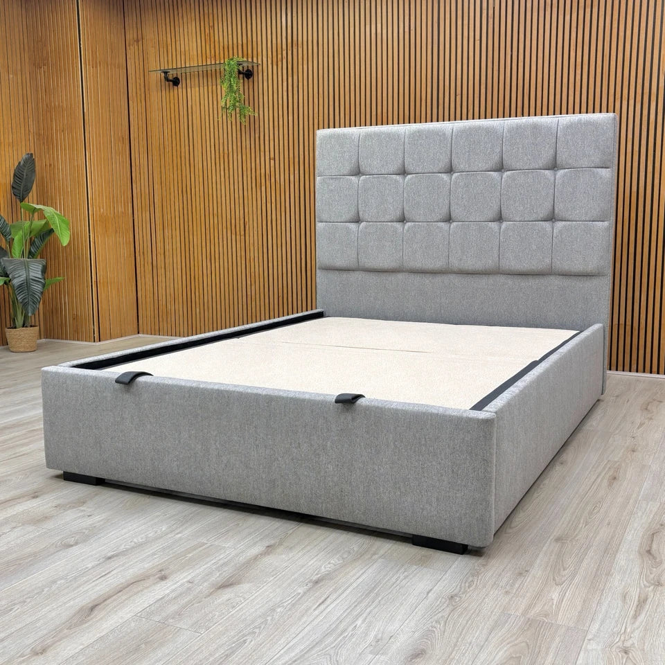 Dimensions and measurements diagram for the Capricorn King Size Ottoman Bed Frame, showing overall height, width, and length.