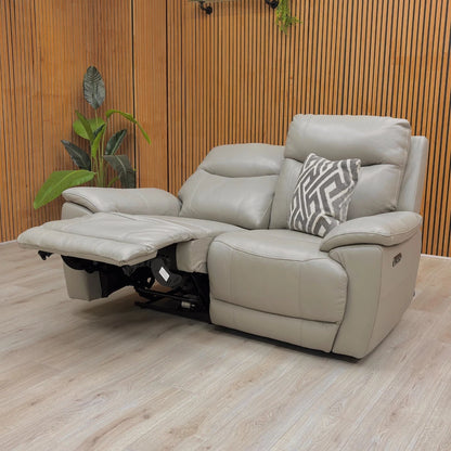 ‘Sloane’ Cat-60:28 New Grey Leather 2 Seater Power Recliner Sofa