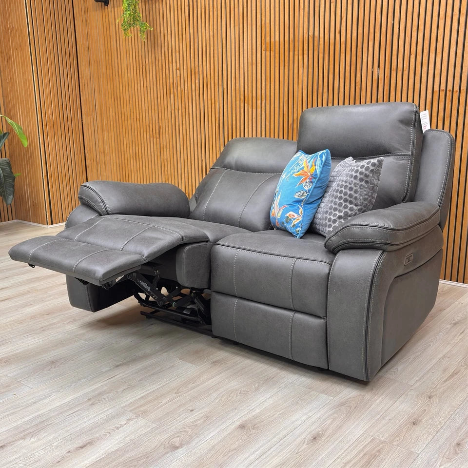 Side view of the 'Vinson' Power Recliner Sofa in the fully reclined position.