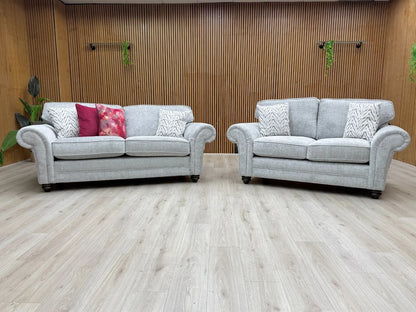 'Clara' Silver Woven Fabric 3 + 2 Seater Sofa Set