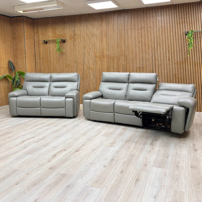 Lifestyle setting of the leather sofa set, highlighting the rich Natural Ash (LA-4825) leather grain and modern design.