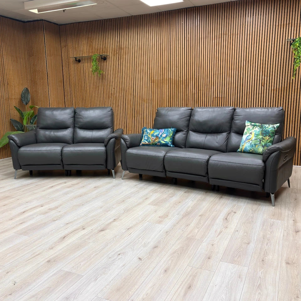view of the matching ‘Daytona’ 2 Seater Power Recliner Sofa in Storm Grey Leather