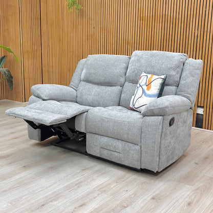 Side view of the Weston Manual Recliner Sofa, showing the pull lever for the mechanism and the two seat cushions.