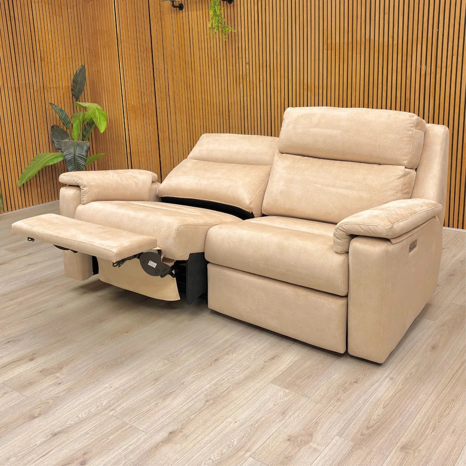 G Plan ‘Thornbury’ A122 Stingray Linen Cream Velvet 3 Seater Power Recliner Sofa with Power Headrests and Power Lumbar