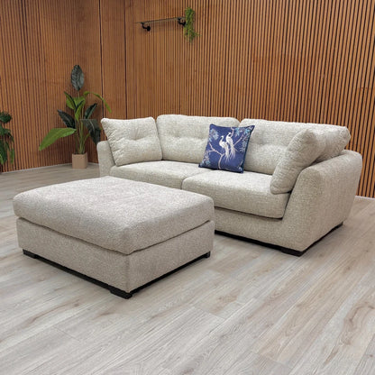 ‘Roberto’ Steel Grey Woven Fabric 3 Seater Sofa + Large Footstool