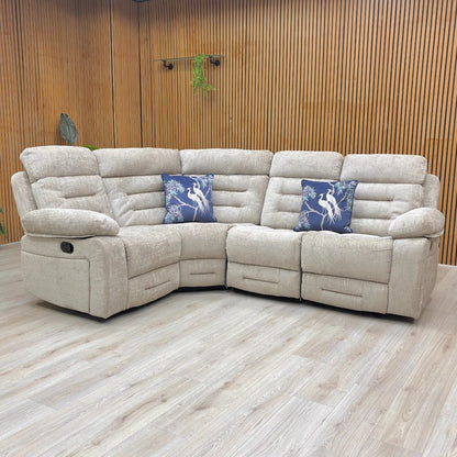 Front view of the Latte Corner Sofa Chaise, emphasizing its modular configuration and ample seating space.
