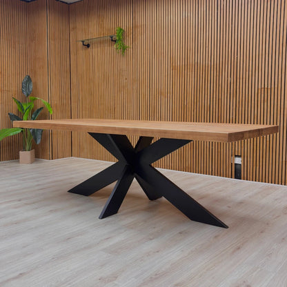Bodahl 'Terra' 06 Old Bassano Solid Oak Straight Edge 220cm Dining Table with Metal Star Base