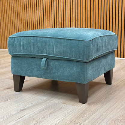 'Brondby' Fab-Can-R340 Peacock Fabric Storage Footstool