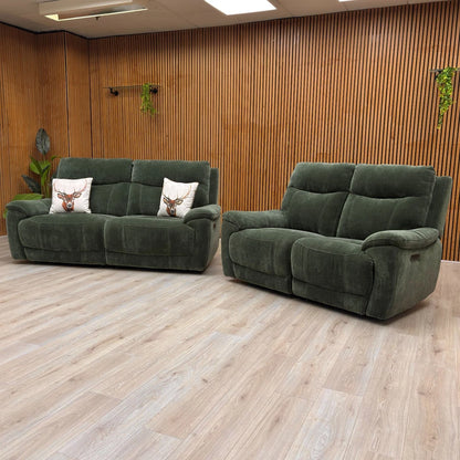 ‘Sloane’ 58001 Manhattan Pine Green 3 + 2 Power Recliner Sofa Set
