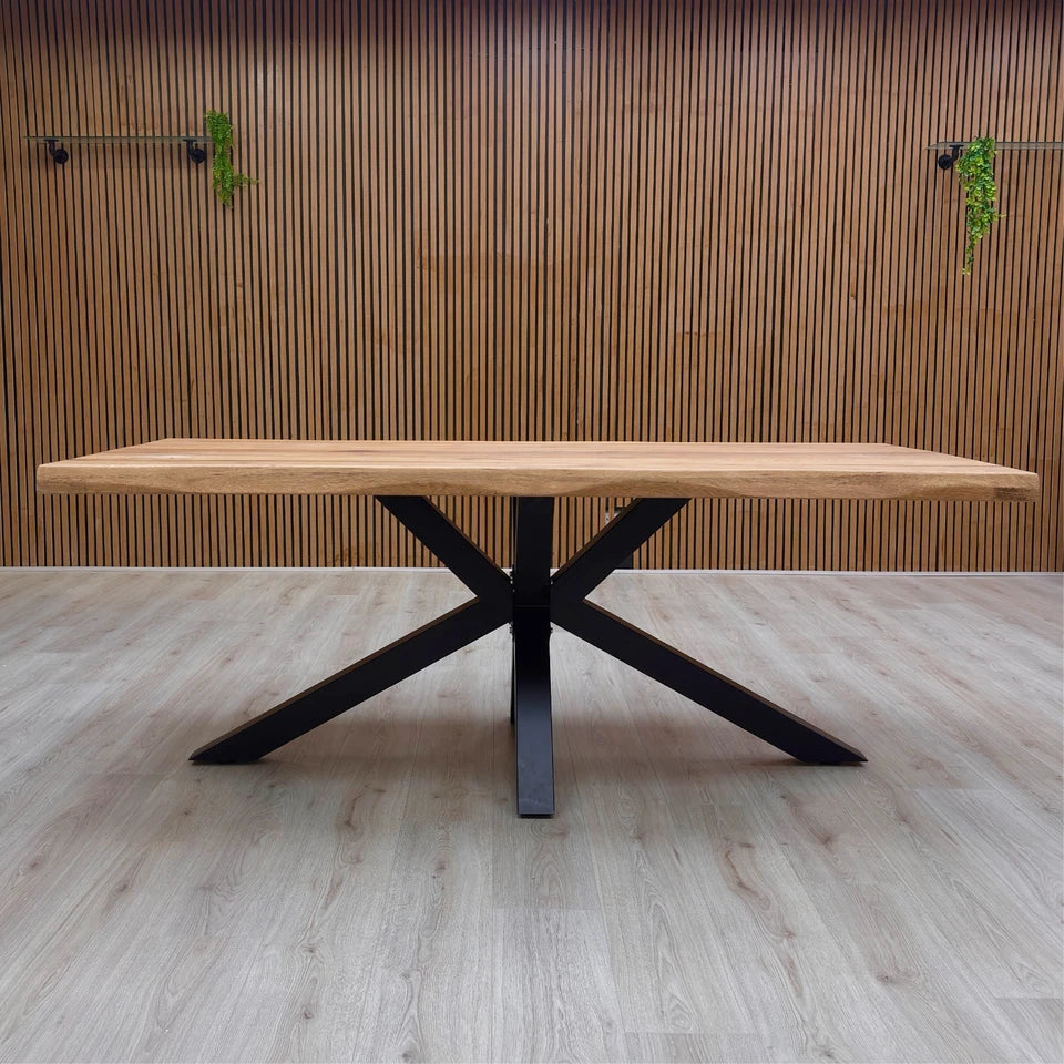 Bodahl 'Njord' 01 Oiled Solid Oak Raw Edge 200cm Dining Table with Metal Star Base