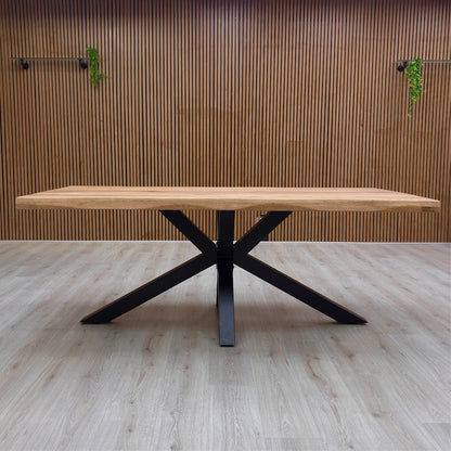 Bodahl 'Njord' 01 Oiled Solid Oak Raw Edge 200cm Dining Table with Metal Star Base